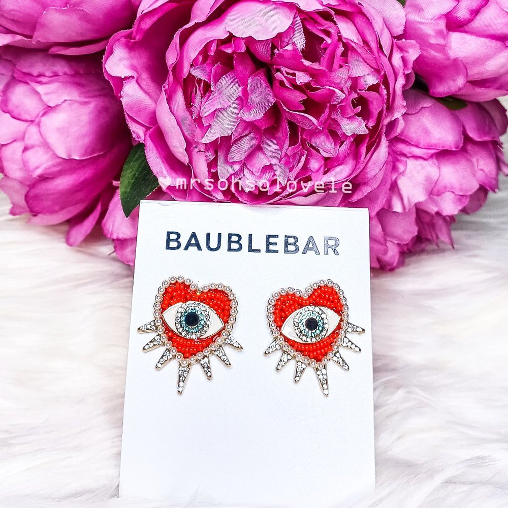 BAUBLEBAR Jicho Stud Heart Evil Eye Bead Pearl Rhinestones Earrings